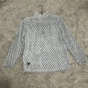 Simply Southern Fuzzy Soft & Cozy Quarter Zip Pullover Jacket size S Gray